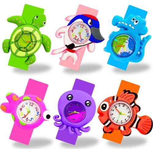 Fashion Casual Children Watch Cartoon Crab/Turtle/Shark Watch Baby Toy Kids Watches Silicone Slap Boy Girl Quartz Watch Clock