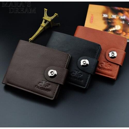 Maras Dream Short Men Wallets Coin Pocket Card Holder Hasp PU Leather Cash Men Retro Lychee pattern wallet Business Money Bag