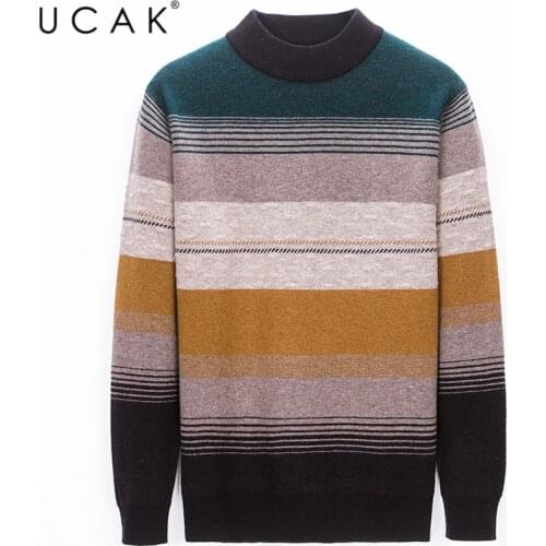 UCAK Brand WInter Warm Sweaters Men Clothing New Streetwear Pure Merino Wool Sweater Pull Homme Casual Pullover Colthes U3203