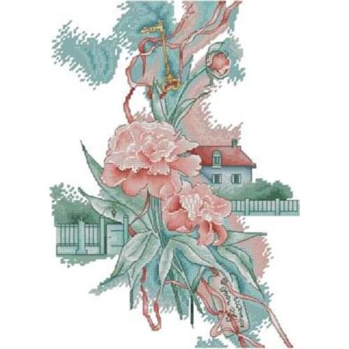 Ink flower cottage patterns Counted Cross Stitch 11CT 14CT 18CT DIY Chinese Cross Stitch Kits Embroidery Needlework Sets