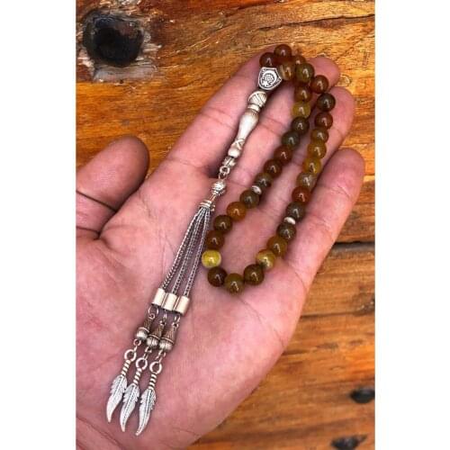 Natural Cut Akık Gemstone Rosary (tsb0003001)
