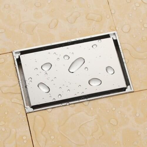 New chrome solid brass 140 x 90mm square anti-odor floor drain bathroom shower drain-M842