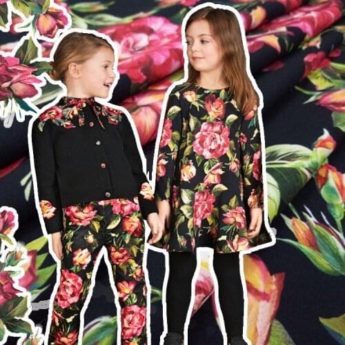 Autumn and winter models flower-shaped parent-child decoration rose flowers digital printing fabrics brand flower custom