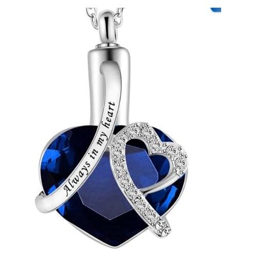 Glass Heart Shape Memorial Cremation Jewelry Stainless Steel Keepsake Urn Pendant Necklace For Ashes Fashion Necklace For Lover
