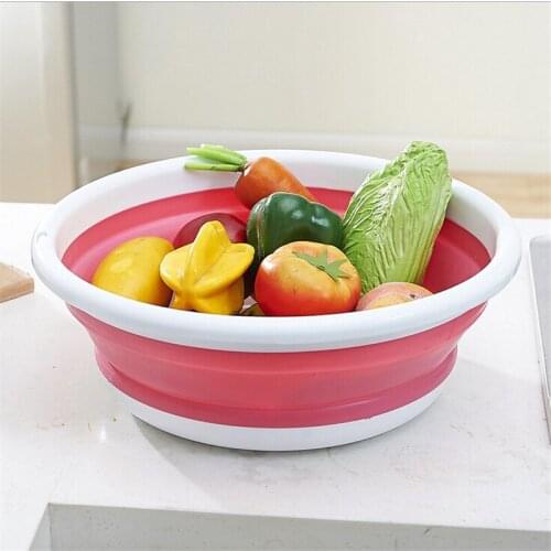 Plastic wash basin folding bucket portable camping fishing car washing tool kitchen bathroom accessories 3 colors