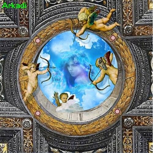 Custom 3D Photo Wallpaper European Angel Cupid Zenith Mural Wallpaper Living Room Church Oil Painting Character Decoration
