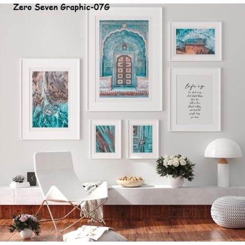 Islamic Architecture Gate Feather Beach Inspirational Phrase Canvas Poster Print Picture Wall Art Decoration For Living Room