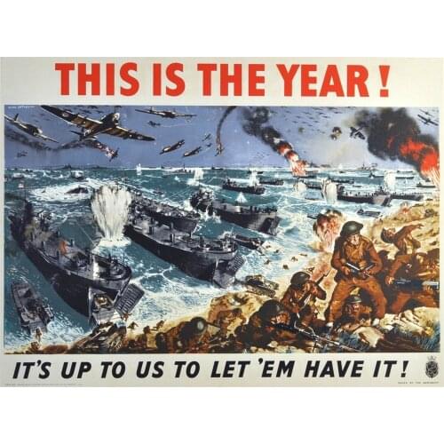 WW2 Normandy Landing Propaganda This is the Year Poster Vintage Retro Poster Canvas DIY Wall Paper Posters Home Gift Decor