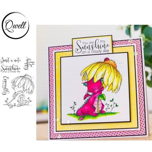 QWELL Umbrella Dinosaur Be Happy Clear Transparent Stamps Speciallly for youDIY Scrapbooking Craft Paper Cards 2020