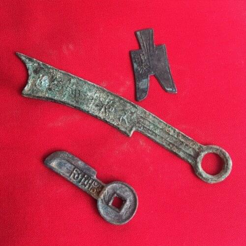 Rare Asian antique 3 Chinese old China copper coin knife currency Free shipping