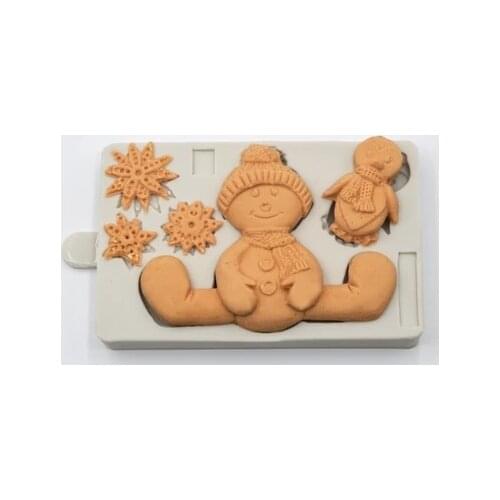 Christmas Fondant Cake Mold Penguin Snowflake Silicone Mould Snowman Fondant Molds Resin Clay Moulds Chocolate Mold Fondant Cake