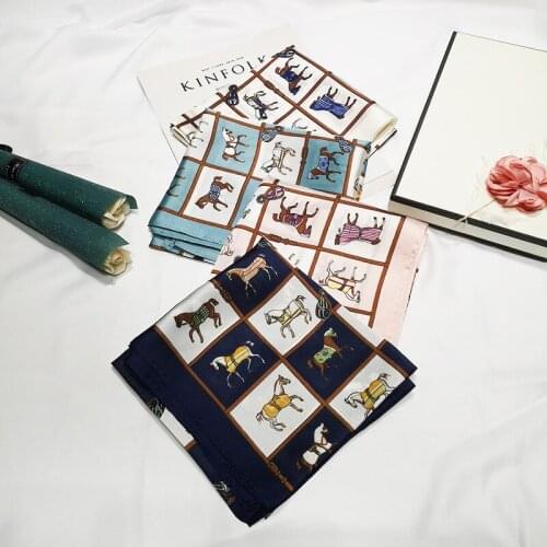 2020 70x70 INS Horse Multipurpose women Silk twill scarf Satin square tie Hairband ladies foulard femme towel bufanda shawl