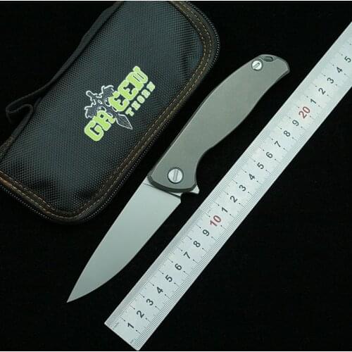 Green thorn 95 Flat Titanium alloy handle K110 steel folding knife outdoor camping survival pocket kitchen fruit knife EDC tools