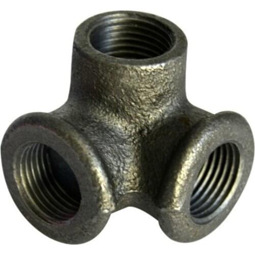 2 pcs 1/2 inch 3/4 inch 1 inch 3 Way Pipe Fitting Black Malleable Iron Side Outlet Elbow Industrial Cast Iron Tee Pipe fittings