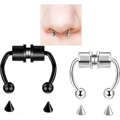 1pcs U Shaped Fake Nose Ring Hip Hoop Septum Rock Stainless Steel Magnet Nose Piercing Punk Piercing Body Jewelry Magnetic