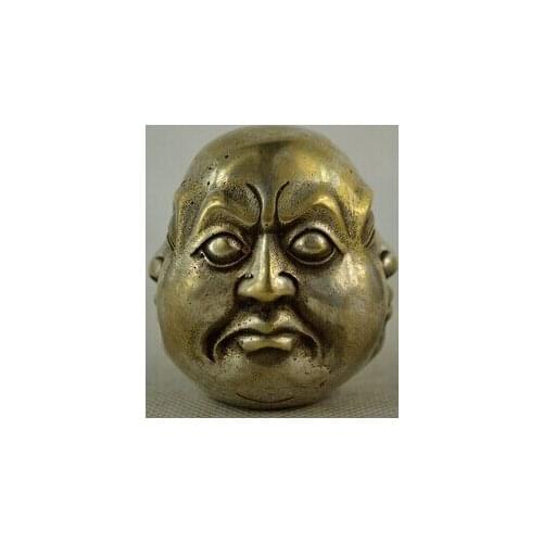 Old Collectibles Decorated Handwork Miao Silver Carve 4 Face Buddha Rare Statue