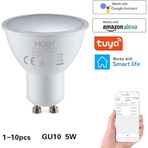 GU10 Spotlight WiFi Smart Light Bulb 5w RGB+CW 110V-230V Smart Bulb App Remote Control RGB Light Lamp For Alexa Google Home