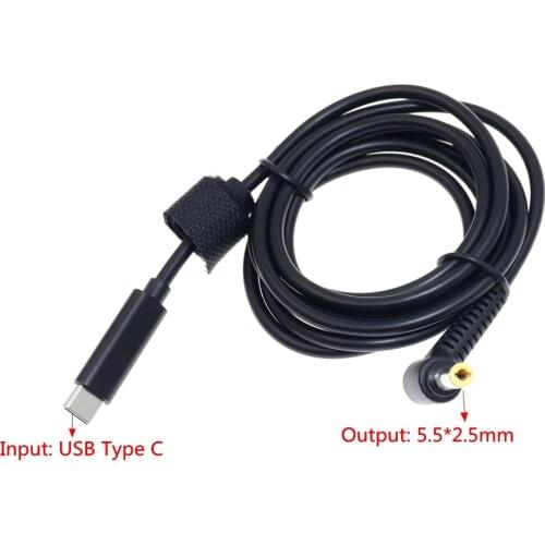 USB Type C PD Power Adapter Converter USB C to 5.5*2.5mm Laptop Charging Cable Cord for Asus Lenovo Laptop Charger Black White