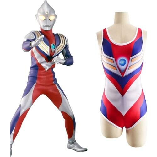 Japan Anime Ultraman Cosplay Swimwear Halloween Costumes Women One Piece Swimsuit Bathing Suit SUKUMIZU Bodysuit
