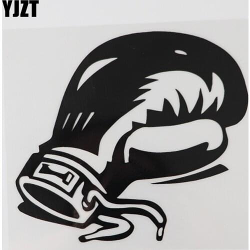 YJZT 15.3CMX13.5CM Lovely Boxing Glove Boxer Decal Vinyl Car Sticker Black/Silver 8A-1124