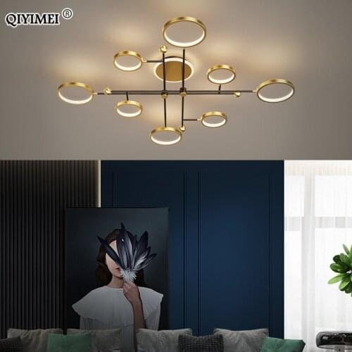 Gold Modern LED Chandelier Lights With Remote Control For Living Dining Room Bedroom Iron Aluminum Lamp Indoor Lighting Dimmable