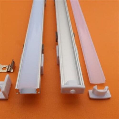 2M/PCS Free Shipping 2000mmX18mmX9.8mm Aluminium Profile for LED Strips; Anodized INOX, Clear or MILKY Cover, End Caps