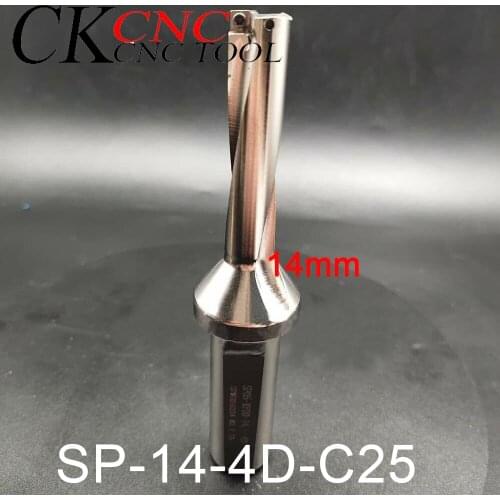 1pcs SP-14-4D-C25 Φ14-4D-C25 indexable U drill rapid brute force drill 14mm 4D for SPMG050204 U-type SP drill bit