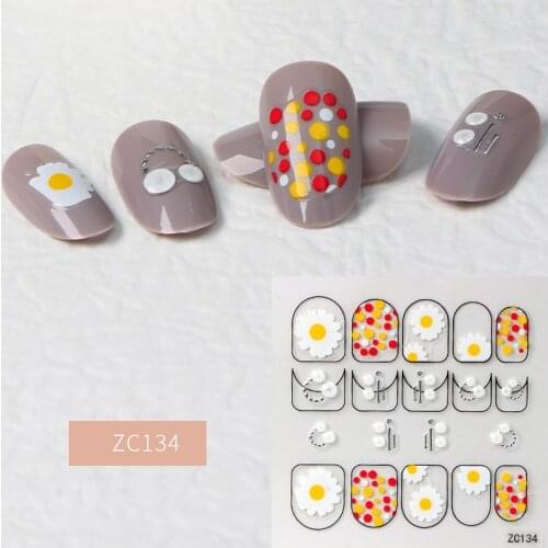 1PC Point Daisy Flower 3D Nail Sticker Lattice Rhinestone Adhesive Transfer Decals Slider DIY Nail Art Decoration T1043