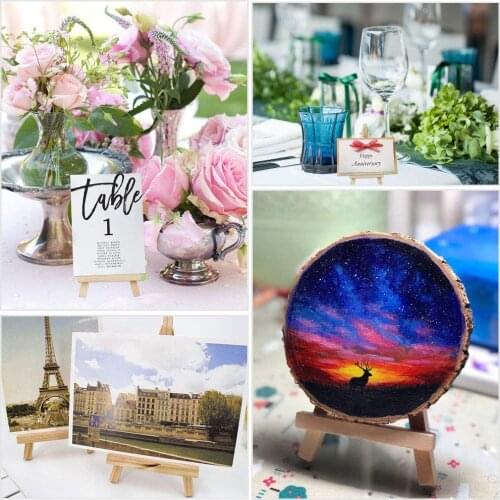 10pcs Mini Pine Wood Tripod Easel Photo Painting Display Tripod Holder Stand