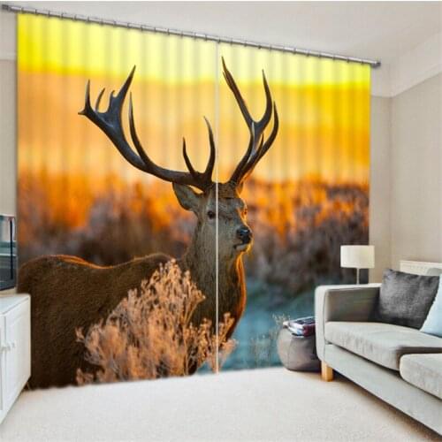 2017 Modern Luxury elk Blackout Window Curtains For Kids Bedding room Living room Hotel Drapes Cortinas