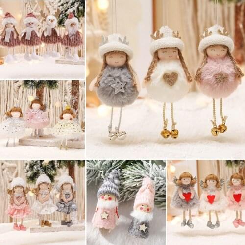 3pc/Iot Cute Angel Christmas Pendants Red Heart Girl Doll Santa Claus Decor for Home Xmas Tree Ornaments Gifts for Kids 2021 New