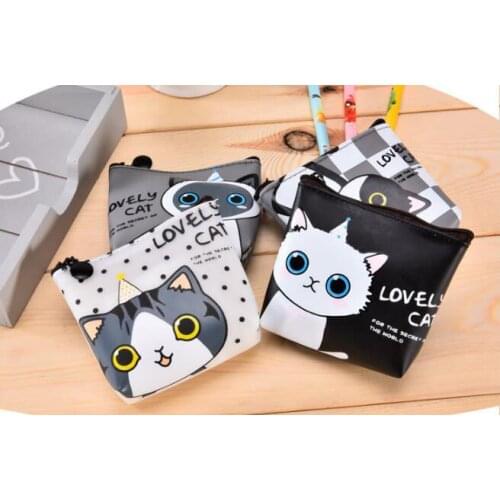 50 pieces New Kawaii CUTE Little Cats PU Coin Purse Wallet Pouch Case BAG ; Ladys Pocket Change Bags Pouch
