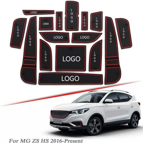 Brand LOGO Car Styling For MG ZS HS 2016-Present Latex Gate slot pad Interior Door Groove Mat Non-slip dust Mat Auto Accessories