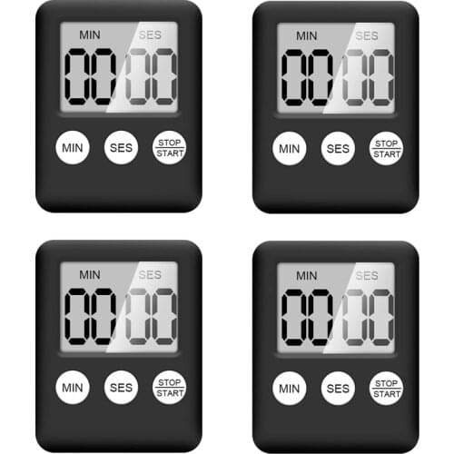 Digital Kitchen Timer 4 Pieces Kitchen Alarm Clock with Alarm Short Timer Magnetic Egg Timer Kitchen Clock Countdown