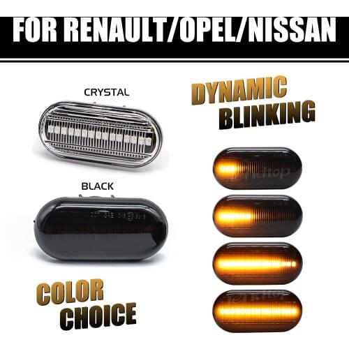 For Renault CLIO I CLIO II MEGANE I II For Dacia Smart FORTWO Coupe 453 Smoked Dynamic Flowing LED Turn Signal Side Marker Light