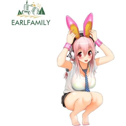 EARLFAMILY 13cm x 6.7cm for Super Sonico Sexy Car Stickers Graffiti Decal Car Refrigerators Surfboard Motorcycle Decals RV JDM