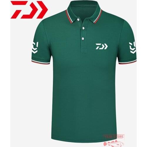 Daiwa Fishing Polo Shirt Summer Men Breathable Fishing T-shirt Fishing Shirt Outdoor Sport Hiking Quick Dry Short Sleeve T-shirt