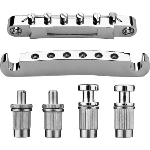 Guitar Bridge Guitar Roller Saddle Bridge Tailpiece Set for 6-String Electronic Guitar with1 bridge/1 tailpiece/4 studs