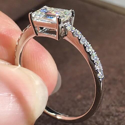 10K Au417 White Gold Women Wedding Party Engagement Ring 1 2 3 4 5 Carat Emerald Rectangle Moissanite Diamond Ring Trendy
