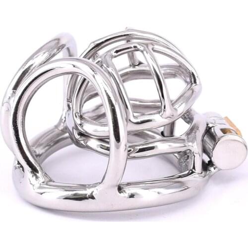 Stainless Steel Male Chastity Cage Small Locking Metal Penis Ring Arc Testicle Bondage Gear Chastity Devices Penis Cover for Men
