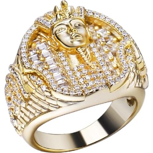 OTIY S925 Iced Out Pharaoh Ring Hip Hop Jewelry for amazon/ebay/wish online store for Wholesale Agent in Stock