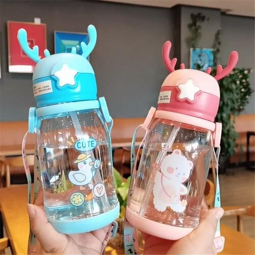 600ml High Quality Plastic Portable Water Bottle for Drinking Girls Tea Mug Deer Outdoor Sport Camping Supplies Coffee Mug