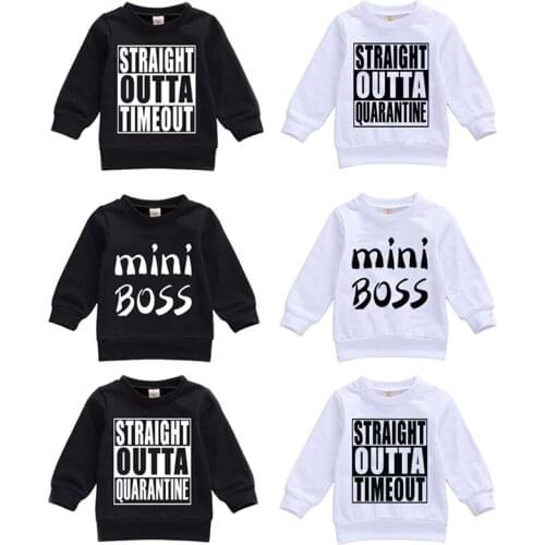 0-24M Newbon Toddler Boy Girl Casual Sweater Cotton Crew Neck Letter Print Hemmed Hem Cuff Basic Long Sleeve Top Spring Fall