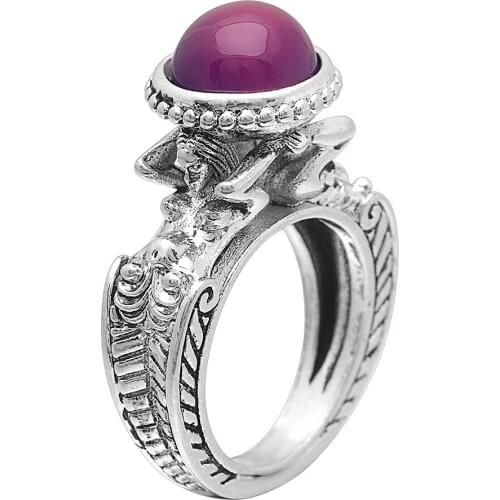 Romantic Female Princess Purple Color Cubic Zirconia Ring Silver Color Mermaid Jewelry Promise Engagement Ring For Women