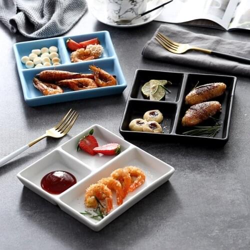 1pcs Solid Ceramic Plate Divided Dinner Tray Lunch Container Food Plate Nordic Cookware Porcelain Sushi Steak Tableware