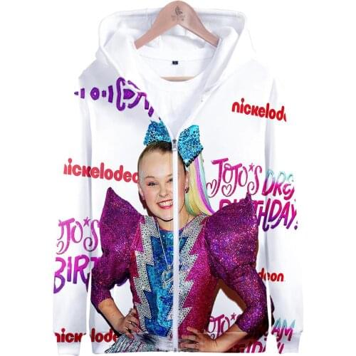 JOJO SIWA 3D Printed Zipper Hoodies Sweatshirts Women Men Tops Autumn Kids Hooded Fashion Hip Hop Girls Streetwear Clothing