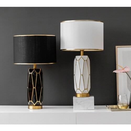 XIRIGHT Buy 2 Get 20% Luxury White and Golden Ceramic Table Lamp For Bedroom Living Room Bedside Lamp Decorative Lamps