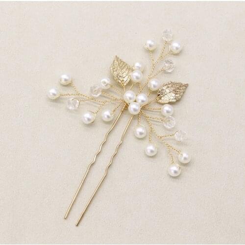 Simple Pearls Hair Pins Crystal Bridal Headpiece Hairpins Jewelry Wedding Hair Accessories Handmade Woman Head Jewelry