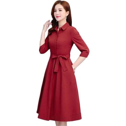 New 2021 Spring Autumn Female Windbreaker Outerwear Mid Long Slim Lapel Single Breasted 3/4 Sleeve Womens Shirt Ladies Coat