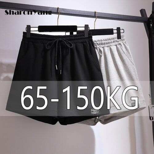 Running Shorts New 2021 Ladies Summer Plus Size for Women Large Loose Cotton Black Gray Wide Leg Gym Shorts 2XL-6XL